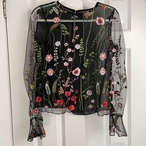 Vera & Lucy Sheer Floral Long Sleeve Blouse